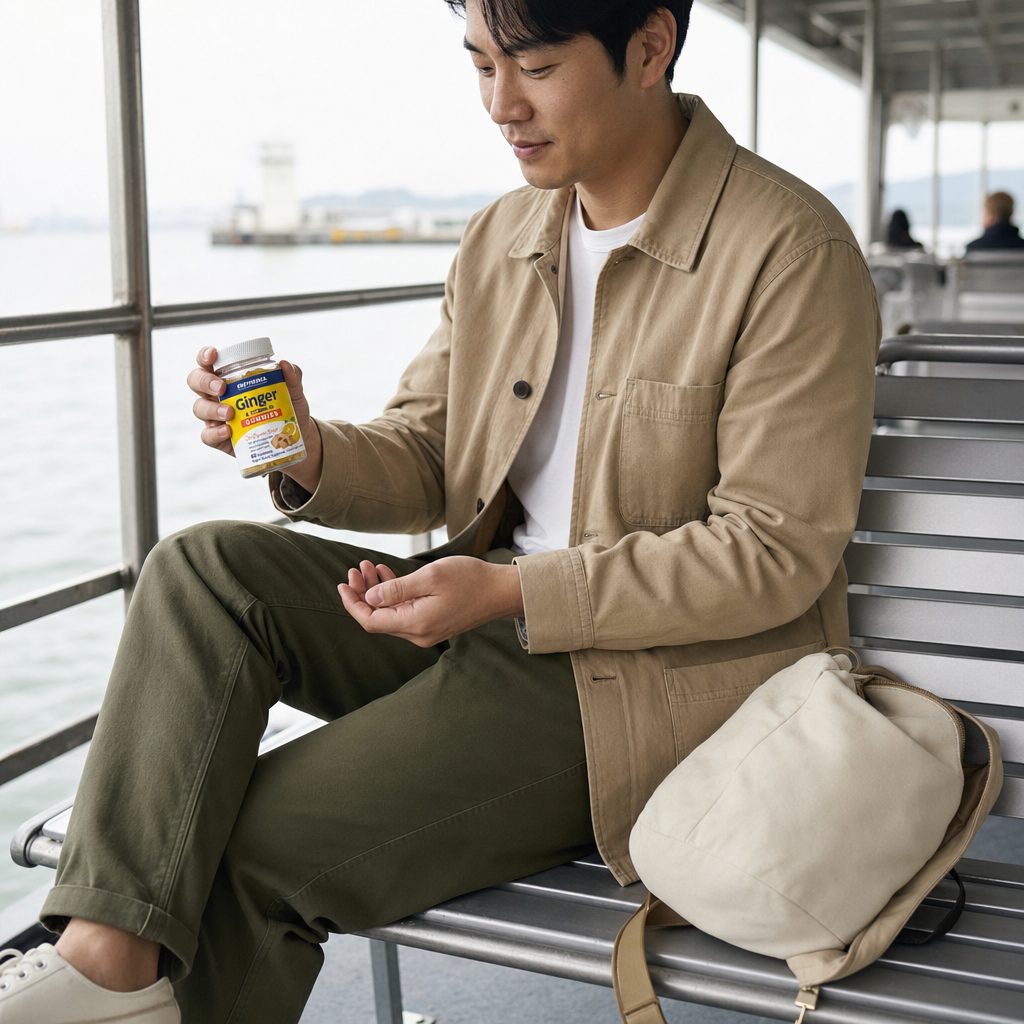 Enzymedica Ginger & Vitamin B6 Gummies in a bright lifestyle scene