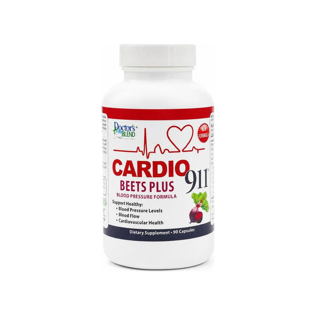 Doctor's Blend Cardio 911 Beets Plus Blood Pressure Support 90 capsule bottle front label