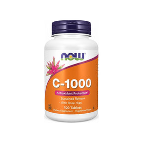 NOW Foods C-1000 with Rose Hips 100 Tablets front bottle label