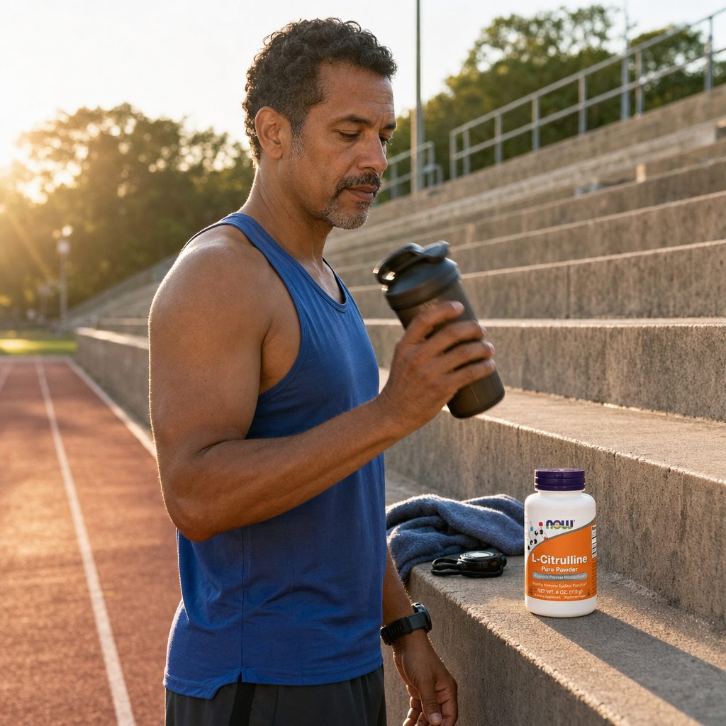 NOW Foods L-Citrulline Pure Powder 4 oz bottle side panel with quality badges