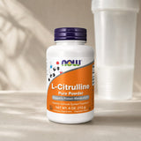 NOW Foods L-Citrulline Pure Powder 4 oz side label with suggested use and cautions