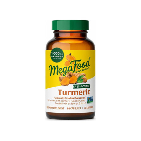 MegaFood Fast Acting Turmeric 60 capsule bottle front label