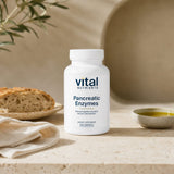 Vital Nutrients Pancreatic Enzymes 1000mg product slide with supplement facts callouts