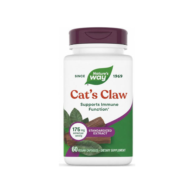 Nature's Way Cat's Claw 60 vegan capsules bottle front label