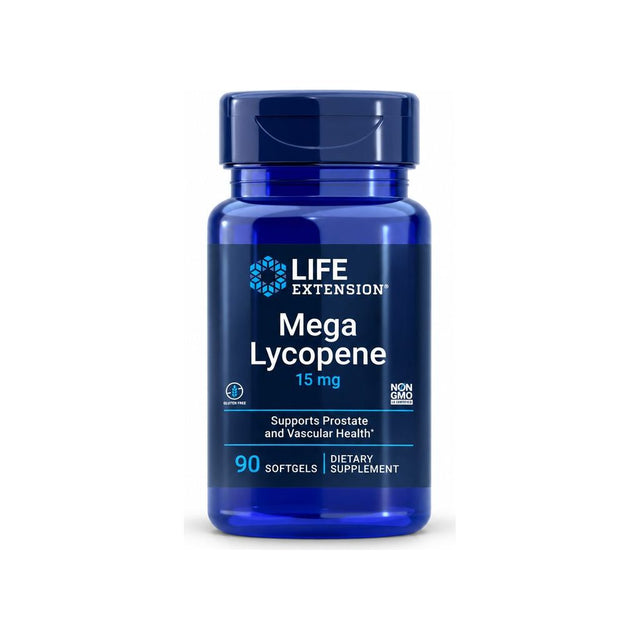 Life Extension Mega Lycopene 15 mg 90 softgels bottle front label