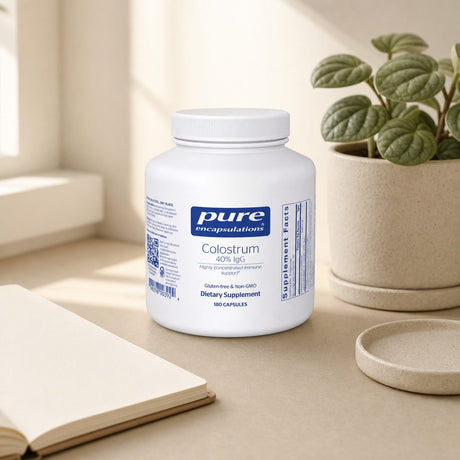 Pure Encapsulations Colostrum 40% IgG 180 Capsules bottle on white background