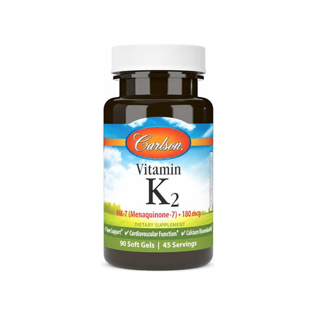 Carlson Vitamin K2 MK-7 180 mcg Softgels 90-count bottle front label