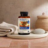 Motherlove Shatavari 120 Liquid Capsules bottle angled to show breastfeeding support label