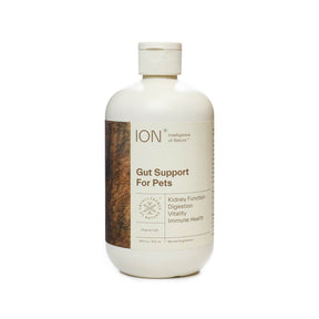 Restore ION* Gut Support for Pets liquid, cream 16 fl oz bottle with beige label and white cap