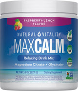 Natural Vitality MAXCALM Powder — MAXCALM Raspberry Lemon 8 oz jar, new packaging