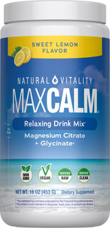 Natural Vitality MAXCALM Powder, Sweet Lemon 16 oz jar, new packaging