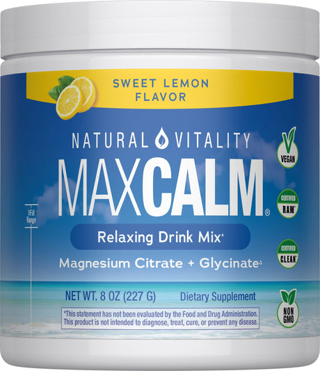 Natural Vitality MAXCALM Powder, Sweet Lemon 8 oz jar, new packaging