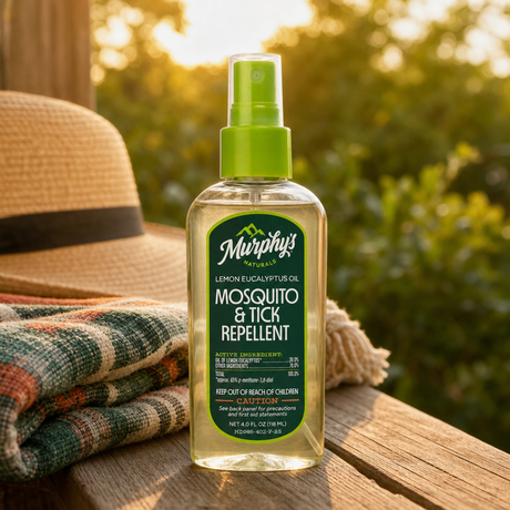 Murphy's Naturals Lemon Eucalyptus Oil Mosquito & Tick Repellent Spray shown in an outdoor/lifestyle setting