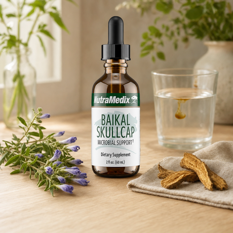NutraMedix Baikal Skullcap (Chinese Skullcap) shown in an outdoor/lifestyle setting