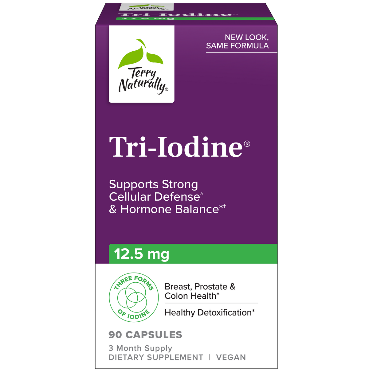 Terry Naturally Tri-Iodine® — 12.5 mg 90 capsules box, new look