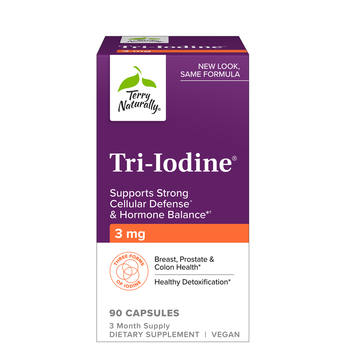 Terry Naturally Tri-Iodine® — 3 mg 90 capsules box, new look