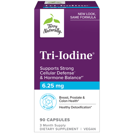 Terry Naturally Tri-Iodine® — 6.25 mg 90 capsules box, new look