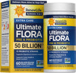 Renew Life Ultimate Flora Extra Care Probiotic Capsules 50 Billion CFU — 60 delayed release vegan capsules, Pre & Probiotic Synbiotic 3-in-1 box