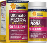 Renew Life Ultimate Flora Women's Complete Probiotic 90 Billion — 30 delayed release vegan capsules box, new look